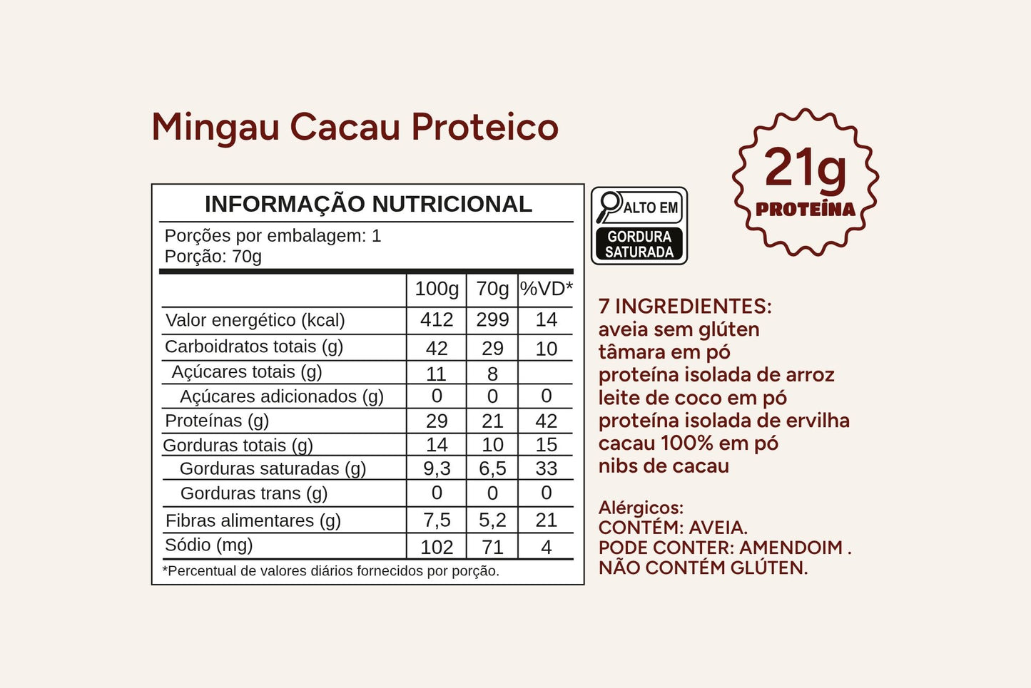 Cacau SUPER Proteico (21g de Proteína)